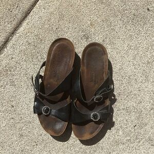 Naot Black Leather Buckle Sandals